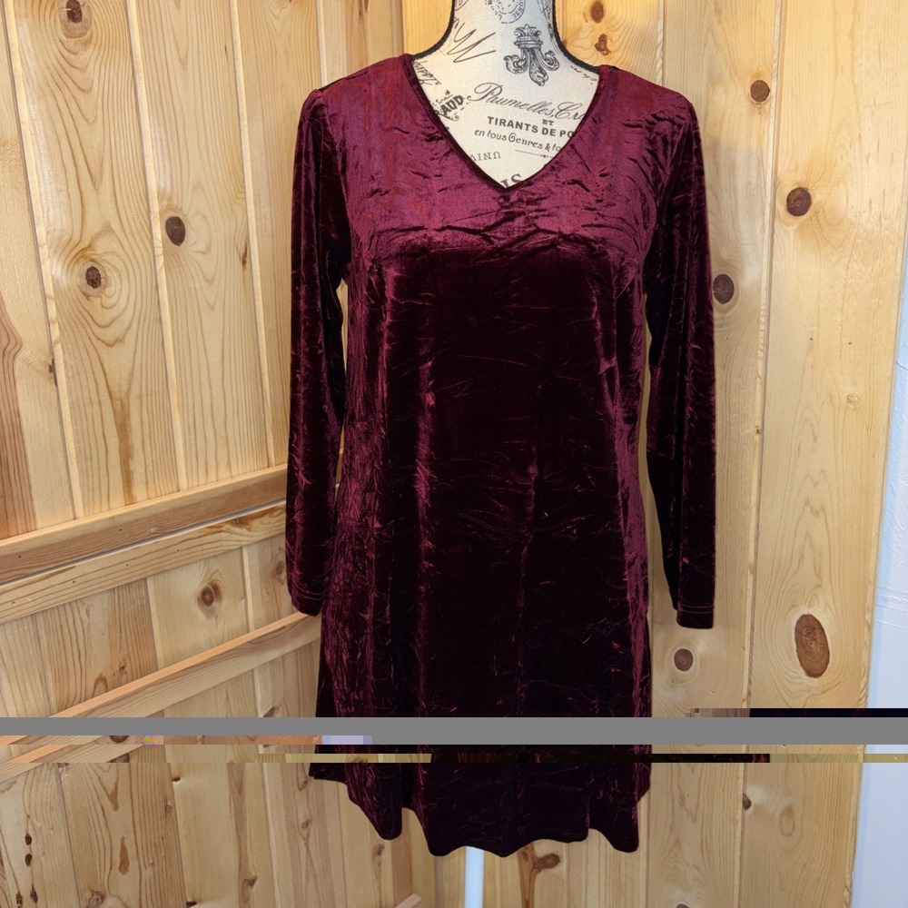 Vintage Bob Mackie Velvet Mini Dress Cranberry‎ Indie Festival XS Pockets